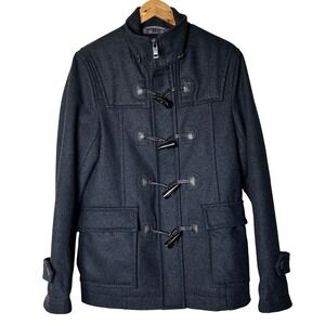Zara Man Coat Jacket Sz S Wool Blend Toggle Duffle Gray Menswear Winter Military